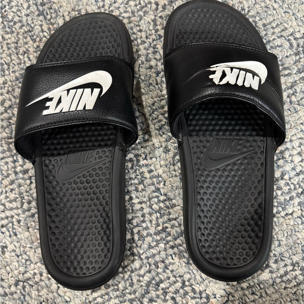 Nike Black and White Slide Sandals